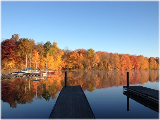 Beautiful view of Clearfork Reservoir in Autumn
